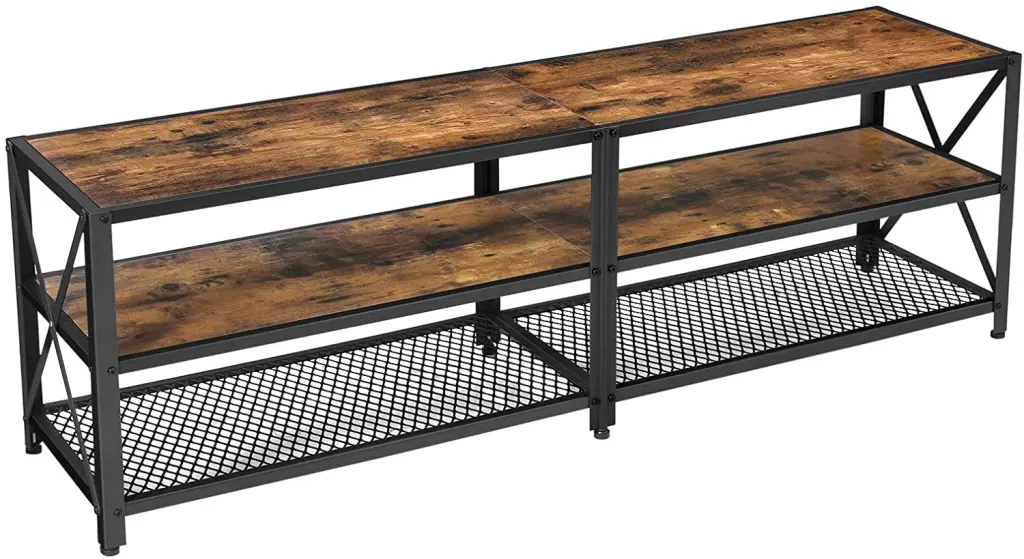 VASAGLE TV Stand TVs up to 60 Inches Steel Frame Rustic Brown and Black