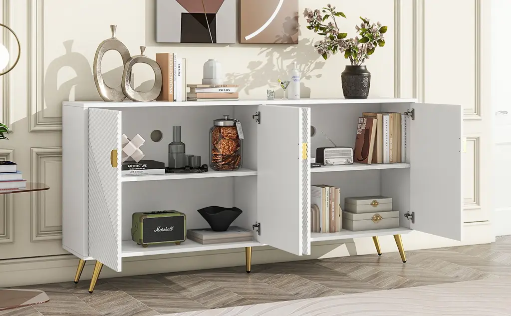 Modern TV Stand 60+ Inch TVs Storage - Entertainment Center Console Cabinet Viwebaily