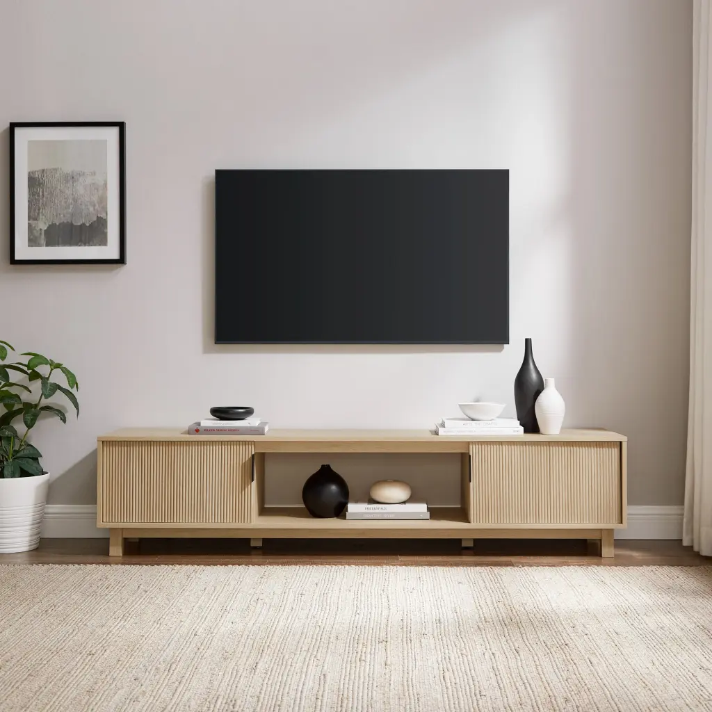 Modern Fluted Door Minimalist TV Stand TVs Up to 80 Inches Coastal Style Media Console walker edison