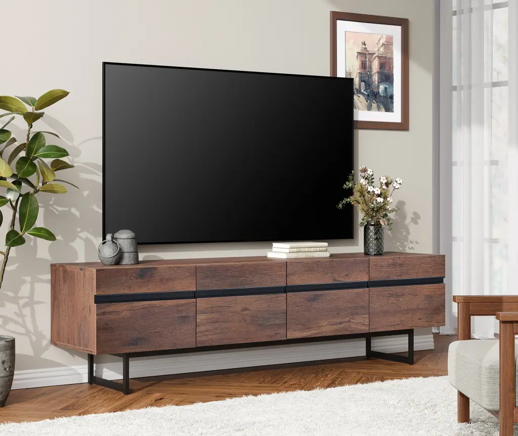 WAMPAT Modern TV Stand 75 Inch TVs Entertainment Center Storage Cabinets Media Console
