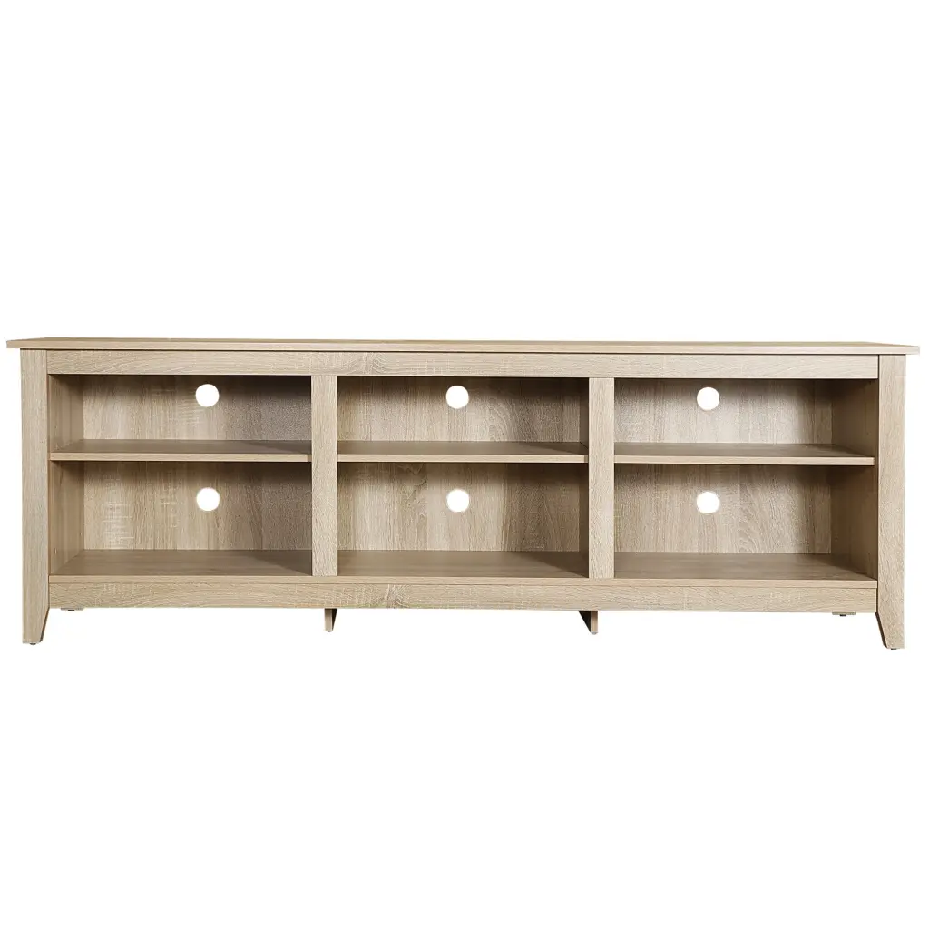 ZENY Large TV Stand MDF Natural Wood Grains Simple Style Furniture Height Adjustable Living Room
