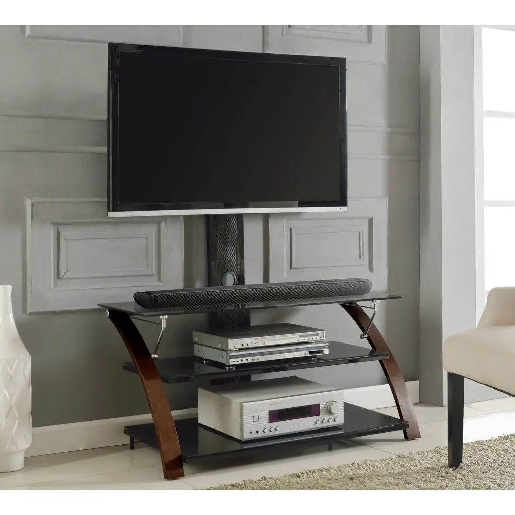 Elie Modern Concept 56.62 Inch Flat Panel Bentwood Glass TV Stand Bed Bath & Beyond