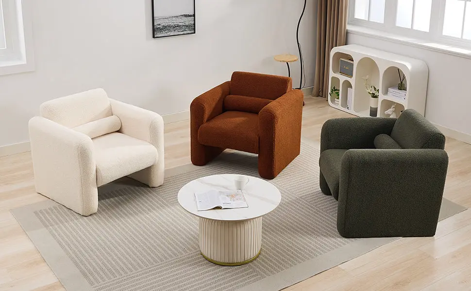 Modern Accent Chair Lambskin Sherpa Fabric Upholstered Comfy Reading Chair bed best