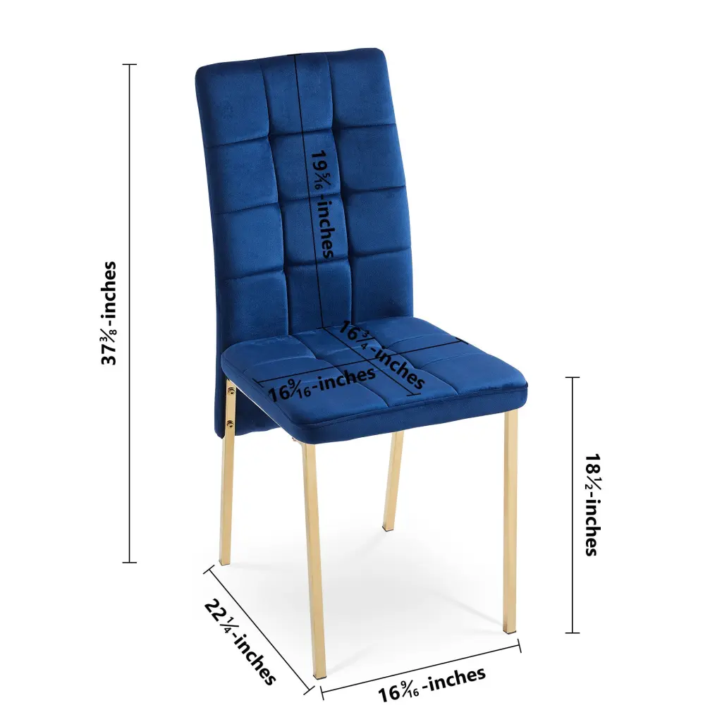 Dark Blue Velvet High Back Nordic Dining Chair Modern Material Wood Legs bn smart home w1164