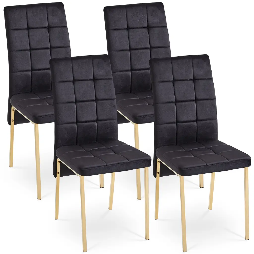 Black Velvet High Back Nordic Dining Chair Modern Gold Legs bn smart home w1516