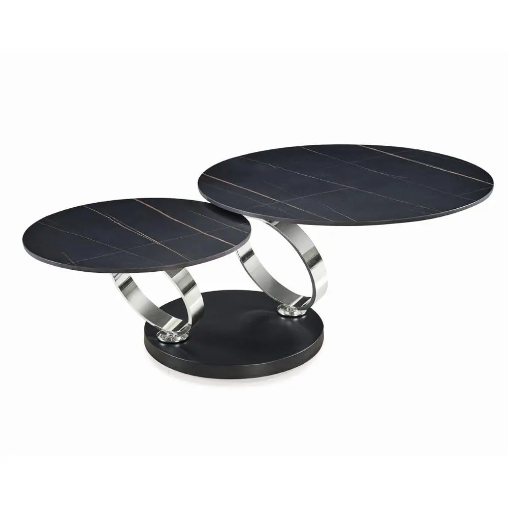 Motion Black Ceramic Top Coffee Table Stainless Steel Creative Images International