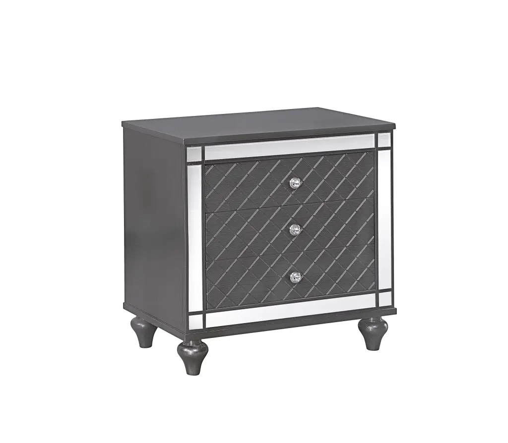 Refino Nightstand Dark Gray Wood crown mark inc