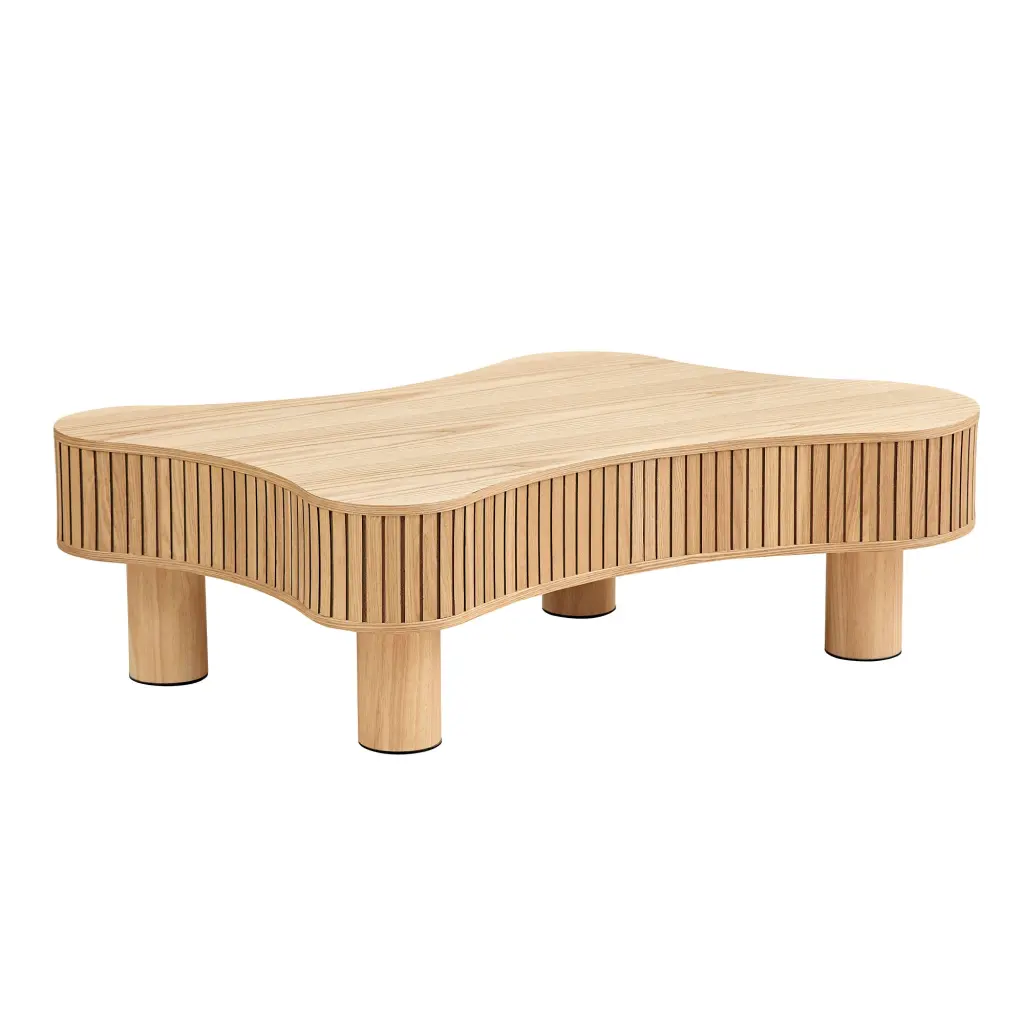 42.52 Inch Modern Wooden Handcraft Drum Coffee Table Irregular Design justone