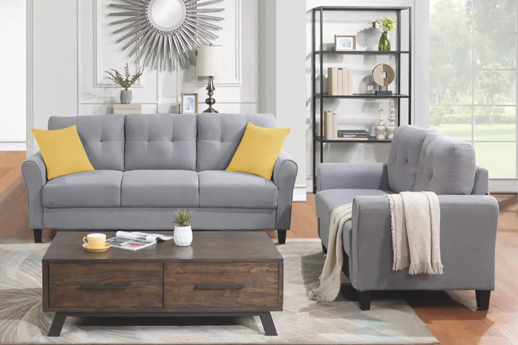 Modern Living Room Sofa Set Linen Upholstered Couch Home Decor oris fur.