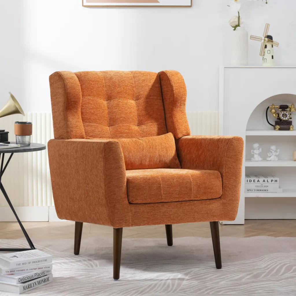 Modern Chenille Accent Chair Upholstered Armchair Living Room rnb
