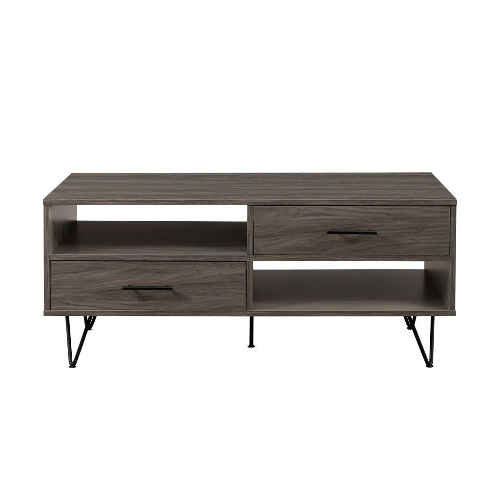 Modern Hairpin Leg Coffee Table, Slate Grey Light Gray MDF Top, Minimalist Design walker edison