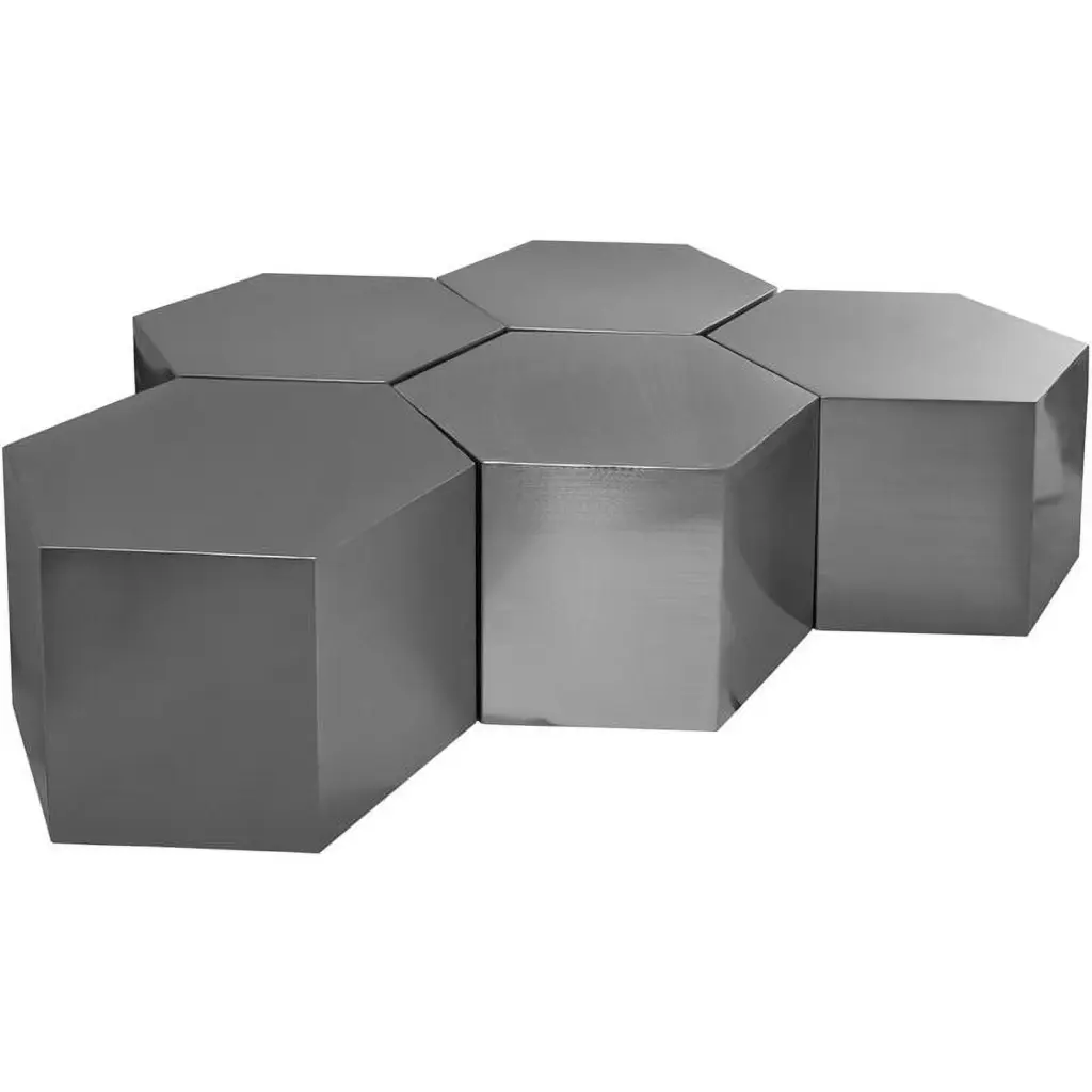 Maklaine Modular 5-Piece Modern Metal Coffee Table Brushed Chrome