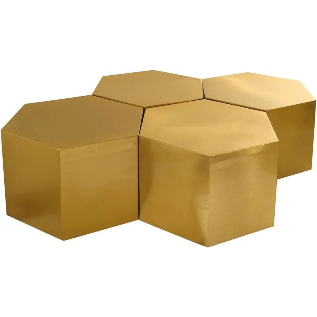Trent Home Modular 4-Piece Modern Metal Coffee Table Brushed Gold