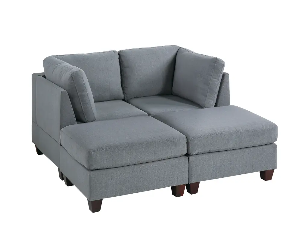Modular Set 4Pc Gray Gray Fabric poundex