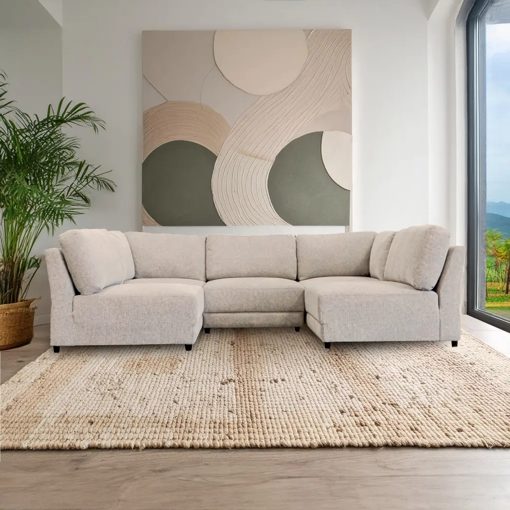 Summit Grey Modular Sectional Sofa 5 Seat Configuration Grey Wood Polyester Fabric american homestead furniture