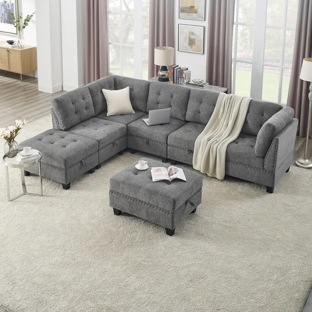 L Influence Modular Sectional Sofa Diy Combination Incorporates Three Single Chairs chuangyuan smart home