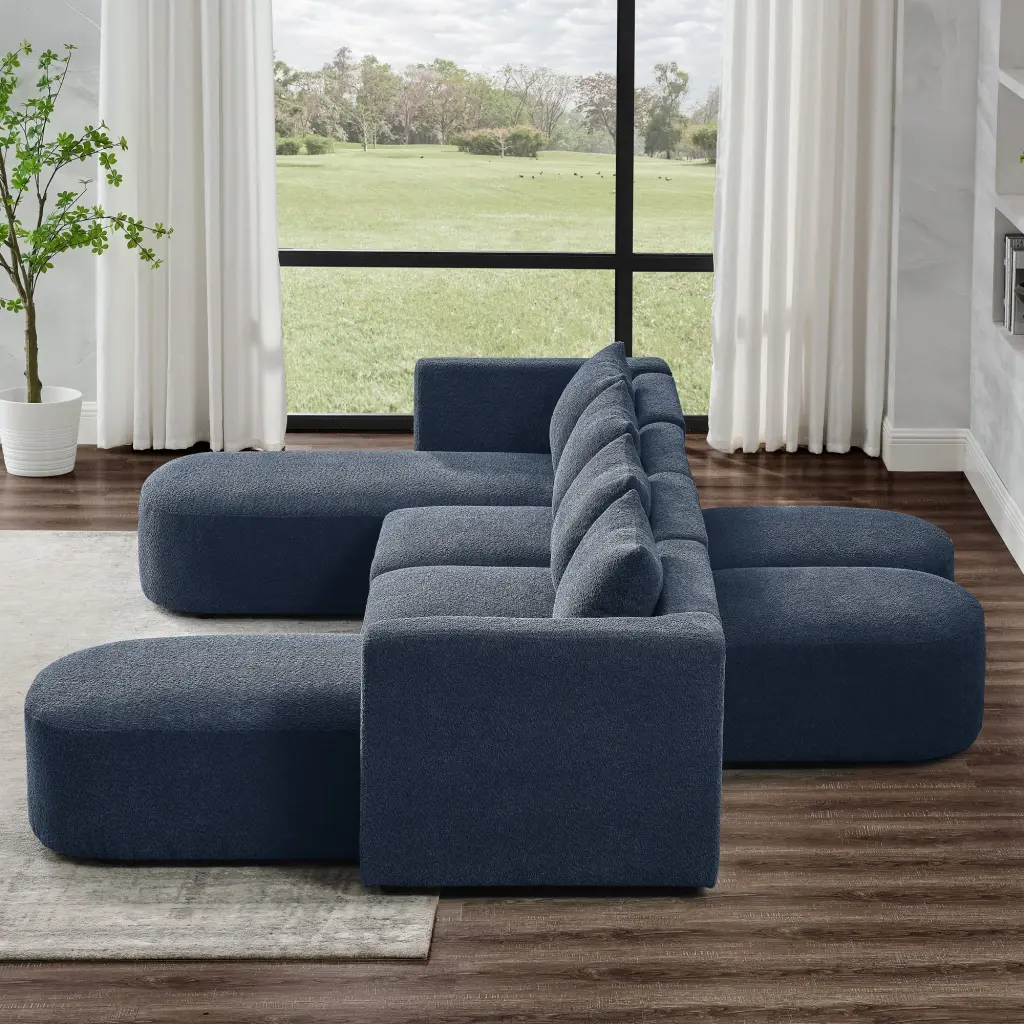 U Influence Sectional Sofa 2 Single Seats 2 Chaises 2 Ottomans Modern chuangyuan smart home