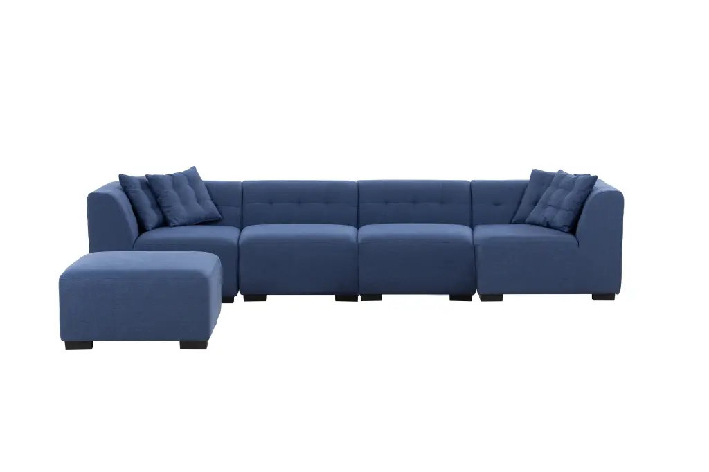 Sectional Sofa Ottoman, DIY Combination Sofa Dark Blue Fabric justone interior