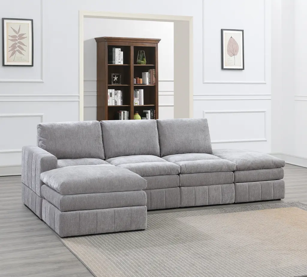 Contemporary 5 Piece Modular Sectional Sofa Set Arm Chair and Wedge Living Room Furniture kanepe