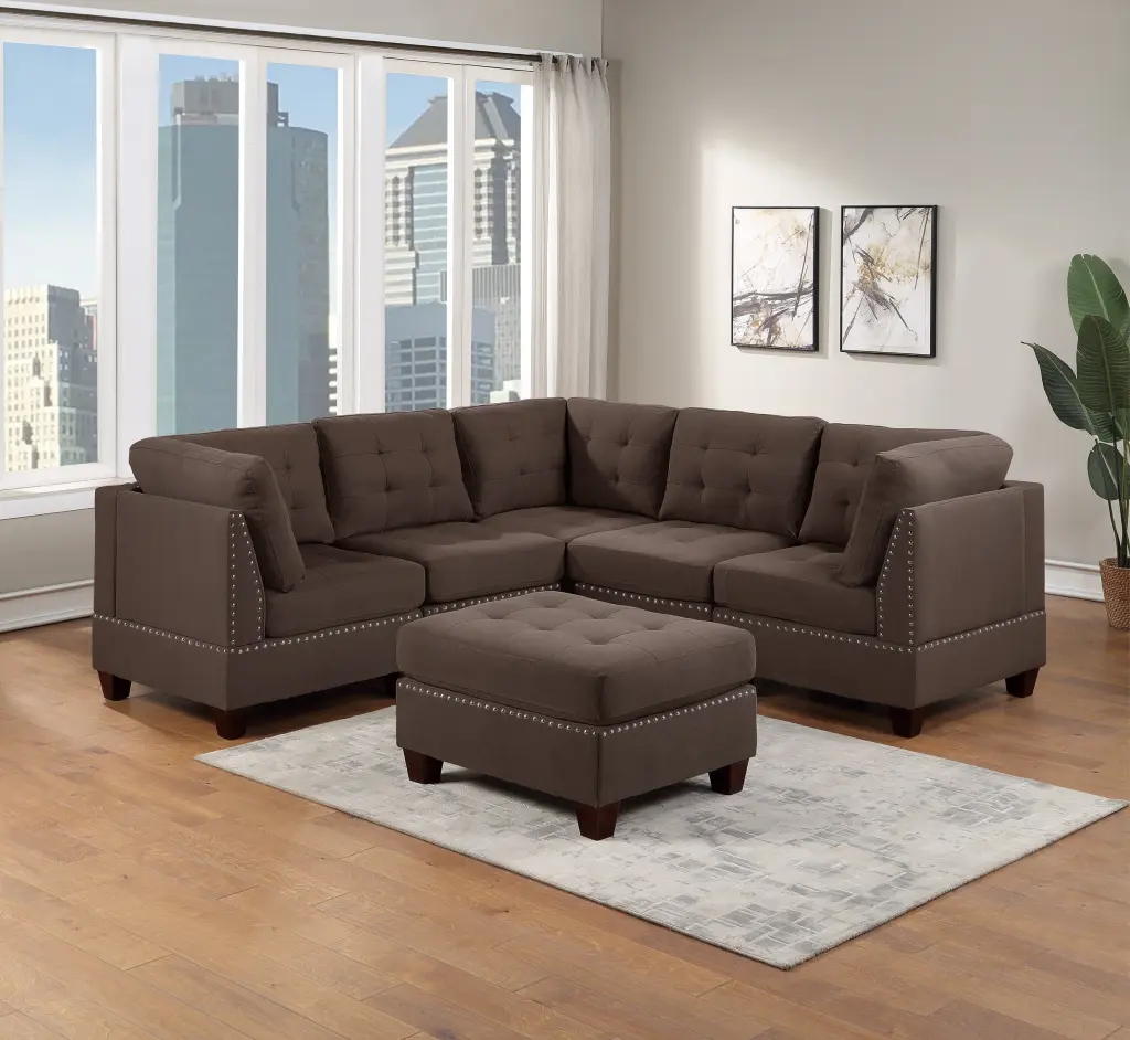 Modular Sectional 6Pc Set Living Room Corner Sectional Tufte Fabric kanepe