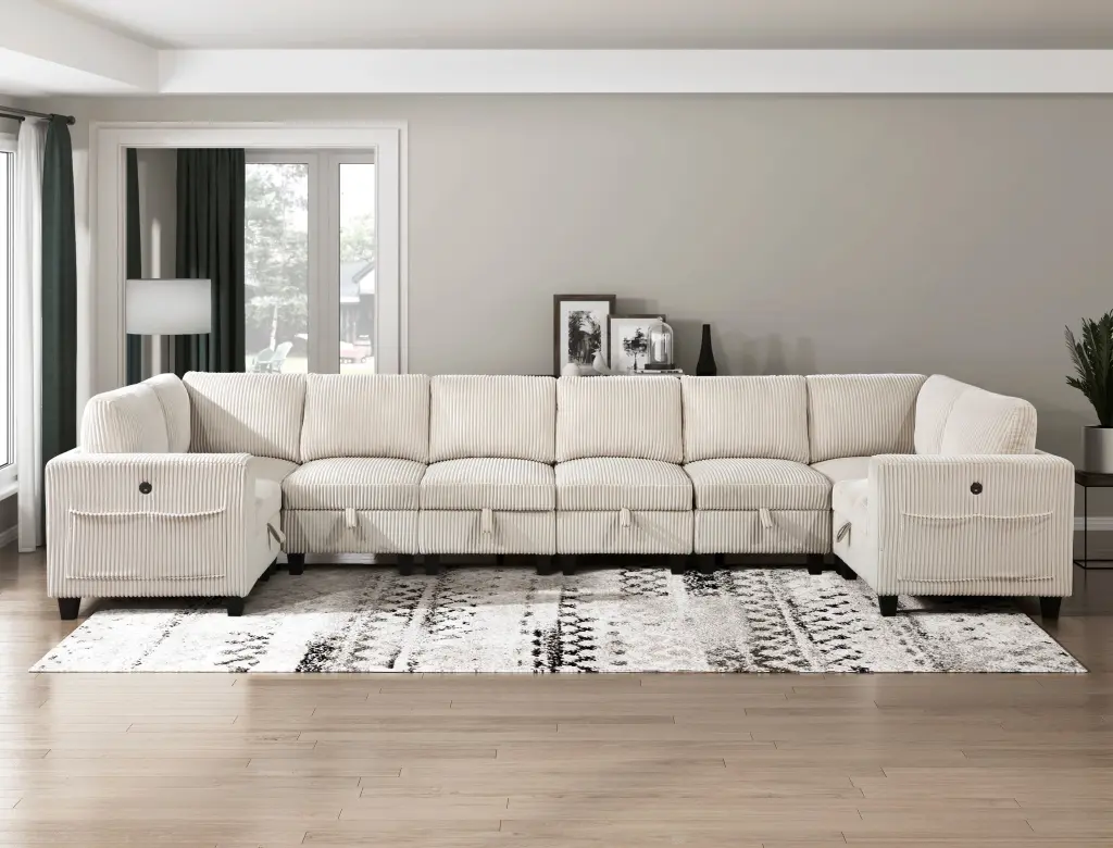 8 Piece Modular Sectional Sofa Storage Seats Side Pockets Charging Ports kanepe