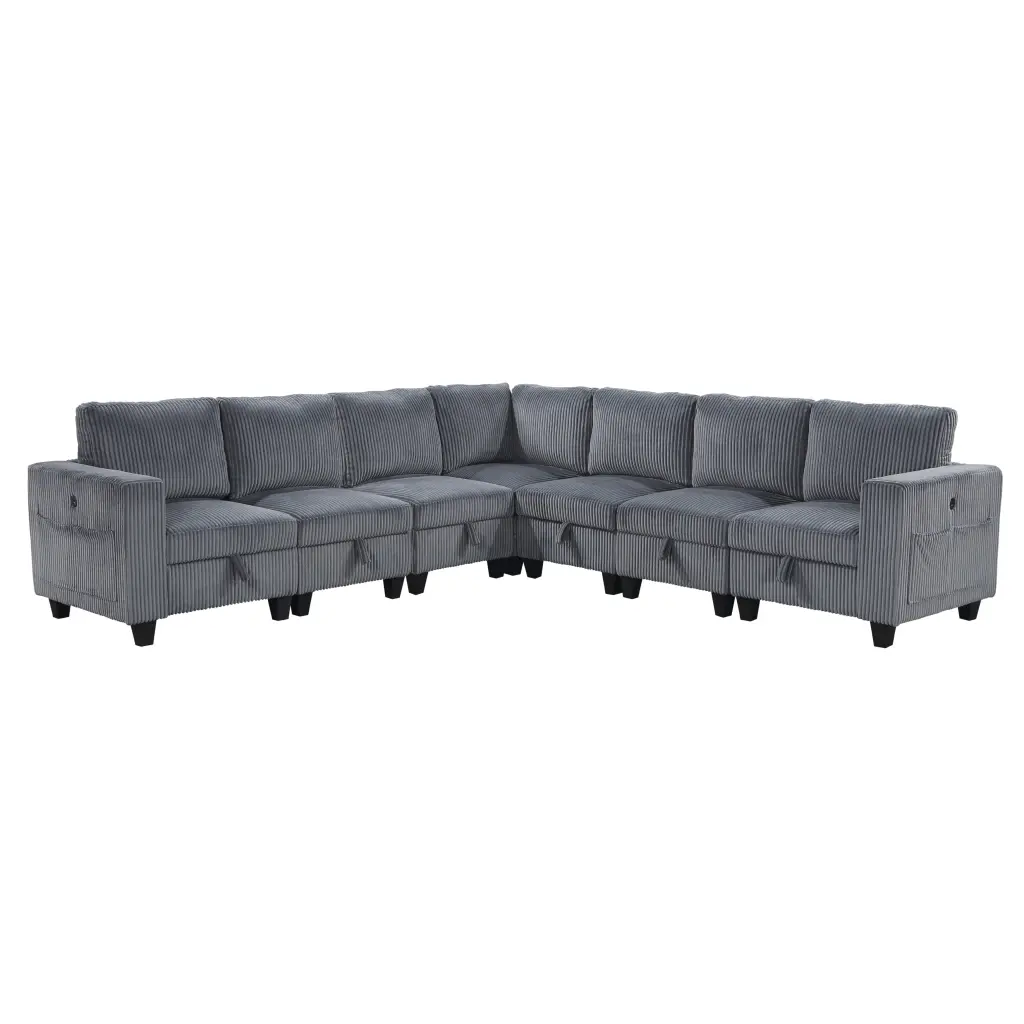 7 Piece Modular Sectional Sofa Storage Seats Side Pockets Charging Ports kanepe