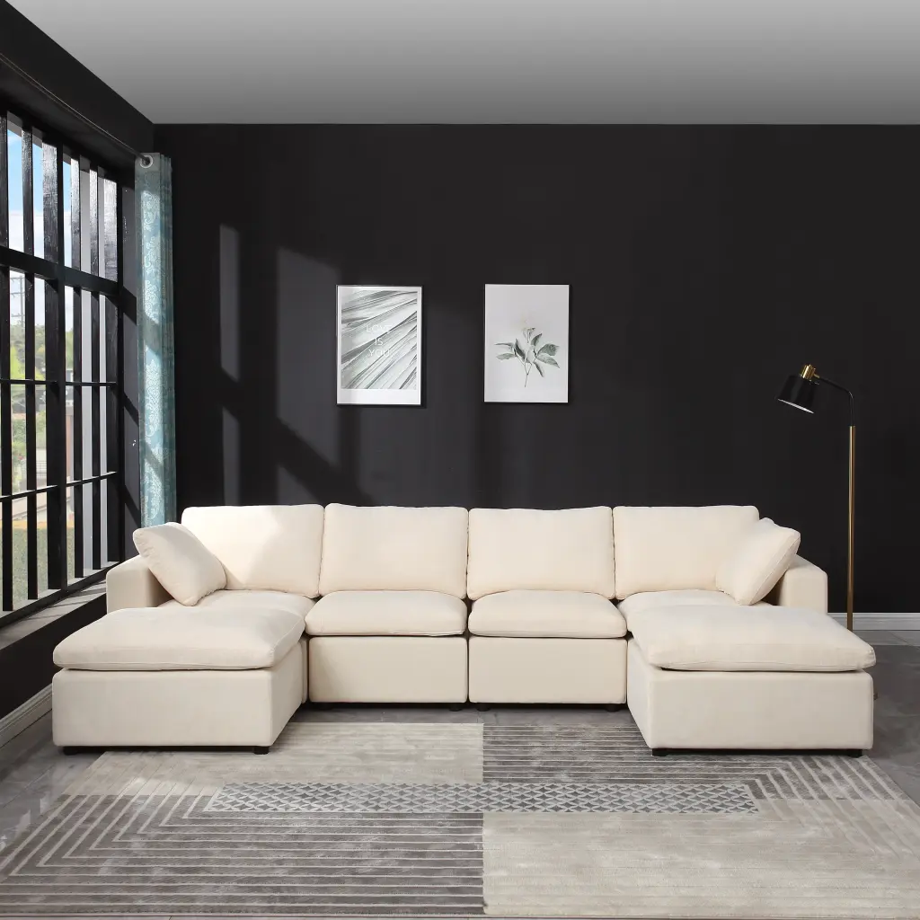 123.6 Inch Modular Sectional Sofa Convertible U Shaped Sofa Couch Living Room meiting furniture
