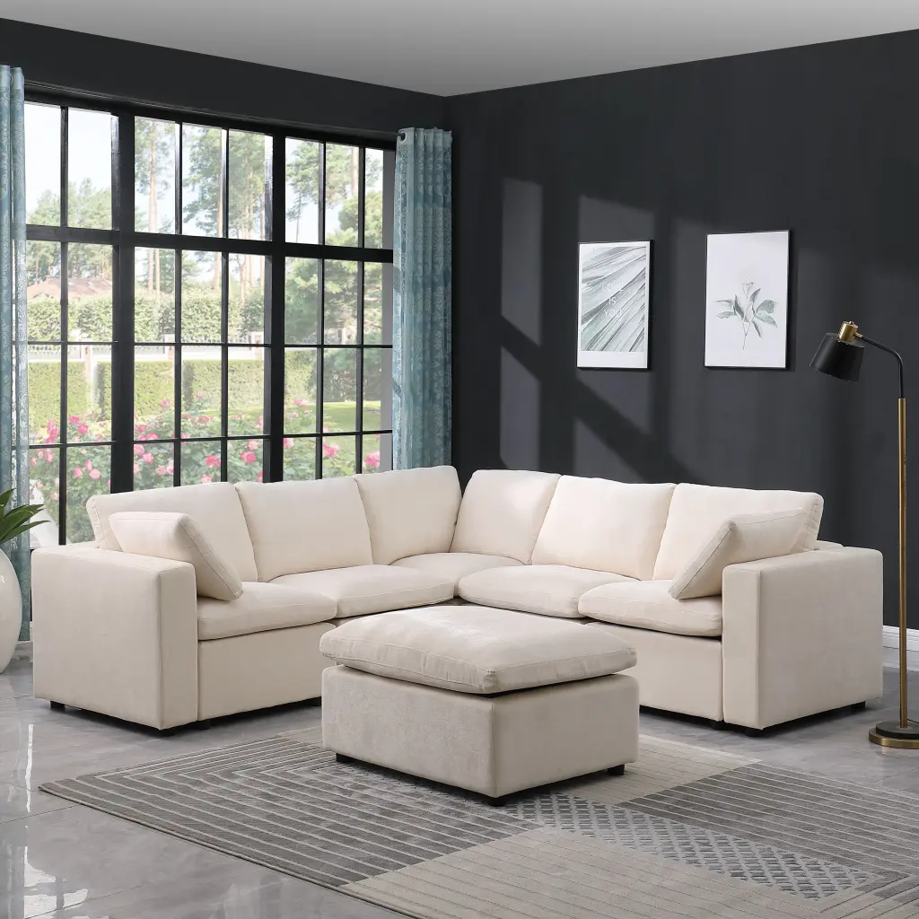 Modular Sectional Sofa Convertible L-Shaped Couch Reversible Design meiting furniture