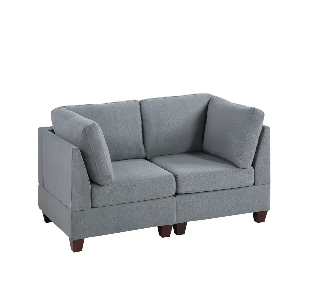 Modular 2 Piece Gray Fabric Sectional Sofa Set Living Room poundex