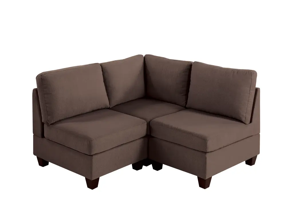 Modular Set 3 Piece Black Coffee Fabric poundex
