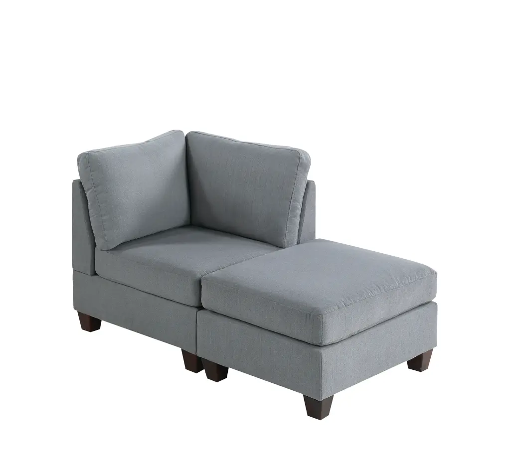 Modular Set 2 Piece Gray Fabric Living Room poundex