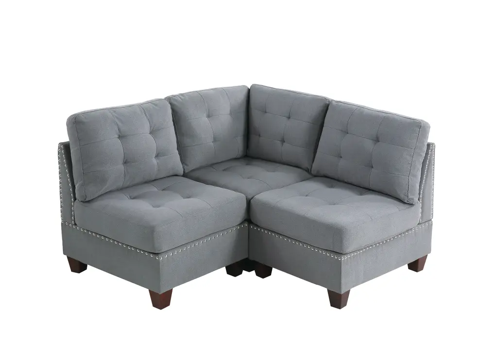 Modular Set 3 Piece Gray Material Modern Sectional Sofa poundex