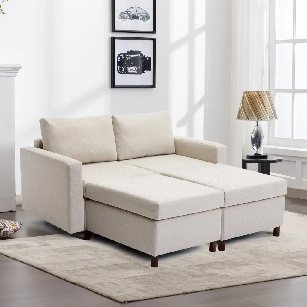 2 Seat Module Sectional Sofa Couch 2 Ottoman Living Room Furniture rnb