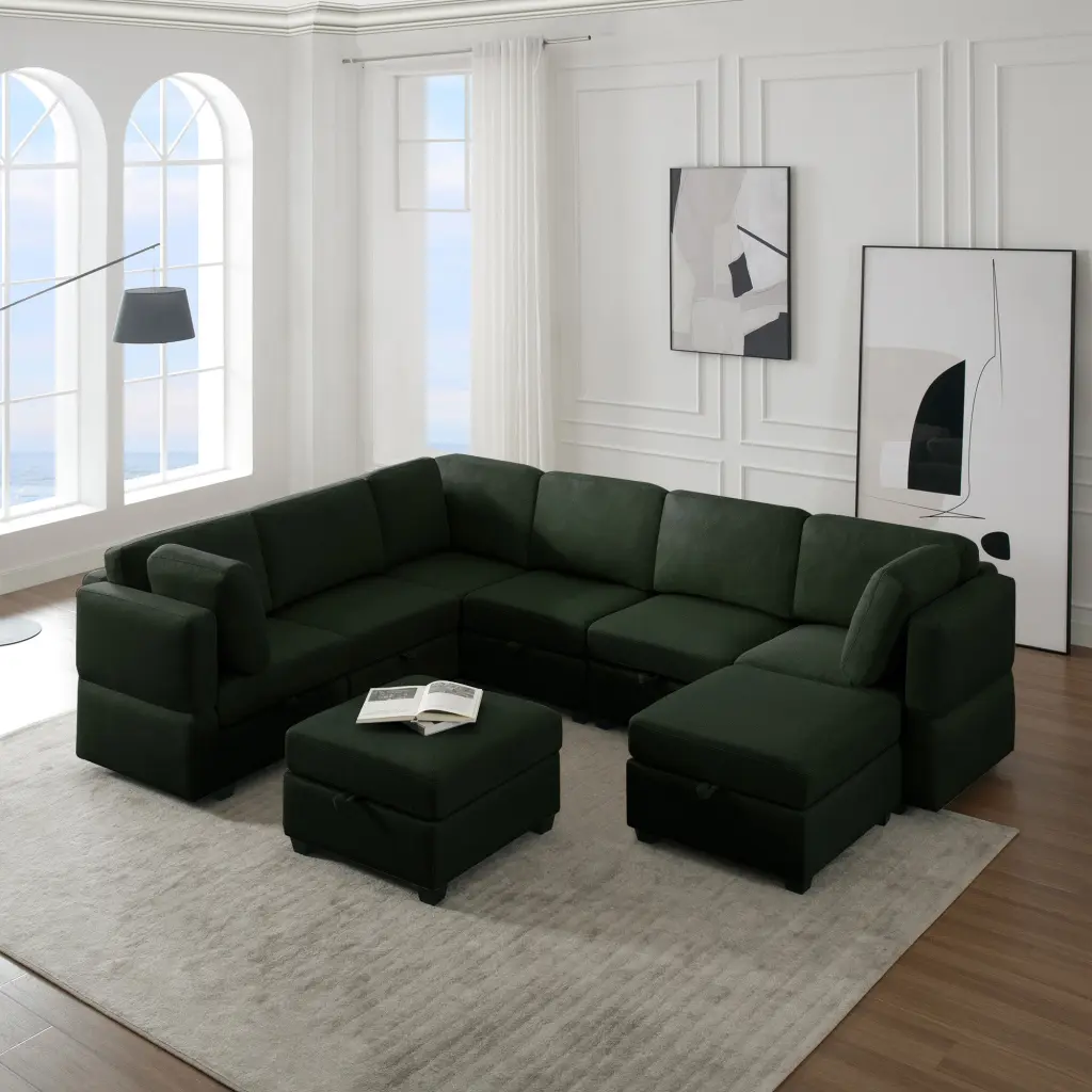 Modular Sectional Sofa Storage Seats - Oversized U-Shaped Influenced Design ui furniture