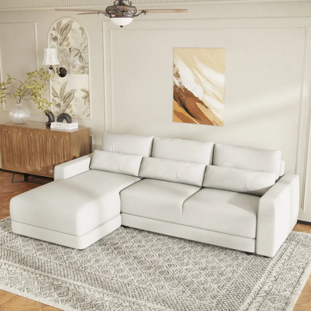 L Shaped Modular Sectional Sofa Removable Back Cushions and 3 Pillows u_style
