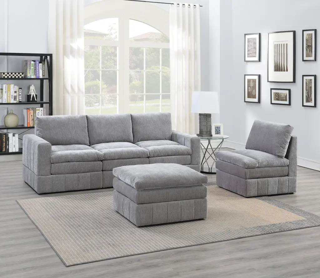Contemporary 5Pc Modular Sectional Set 2 Arm Chairs Wedge Living Room Sofa kanepe