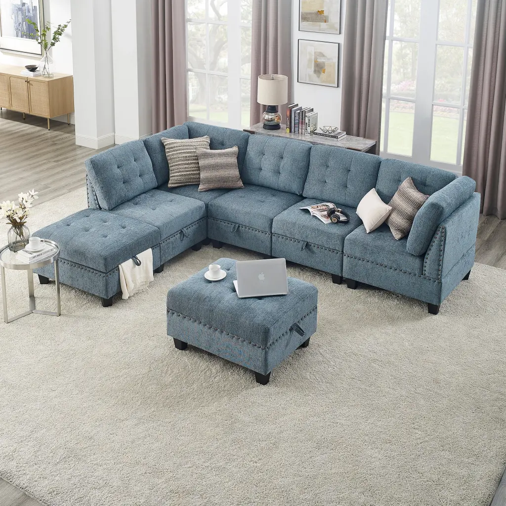 L Influence Modular Sectional Sofa DIY Combination Incorporates Three Single Chairs chuangyuan smart home