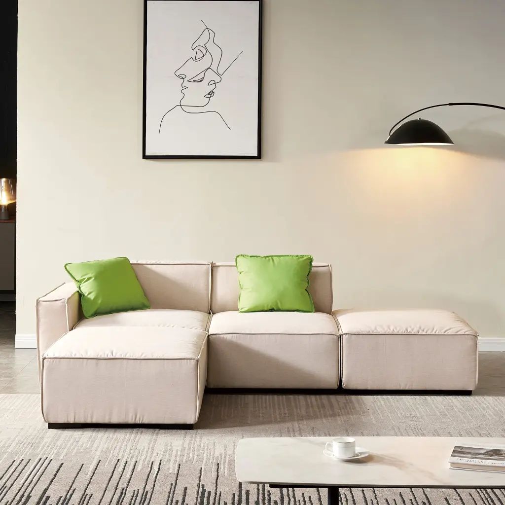Modular Sectional Sofa Beige Foam Material Living Room hdf store