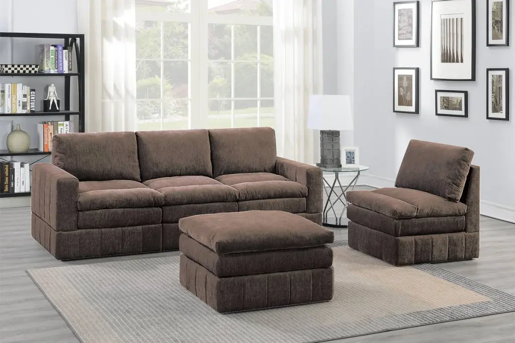 Contemporary 5-Piece Modular Sofa Set 2 Arm Chairs and 2 Armless Wedges kanepe