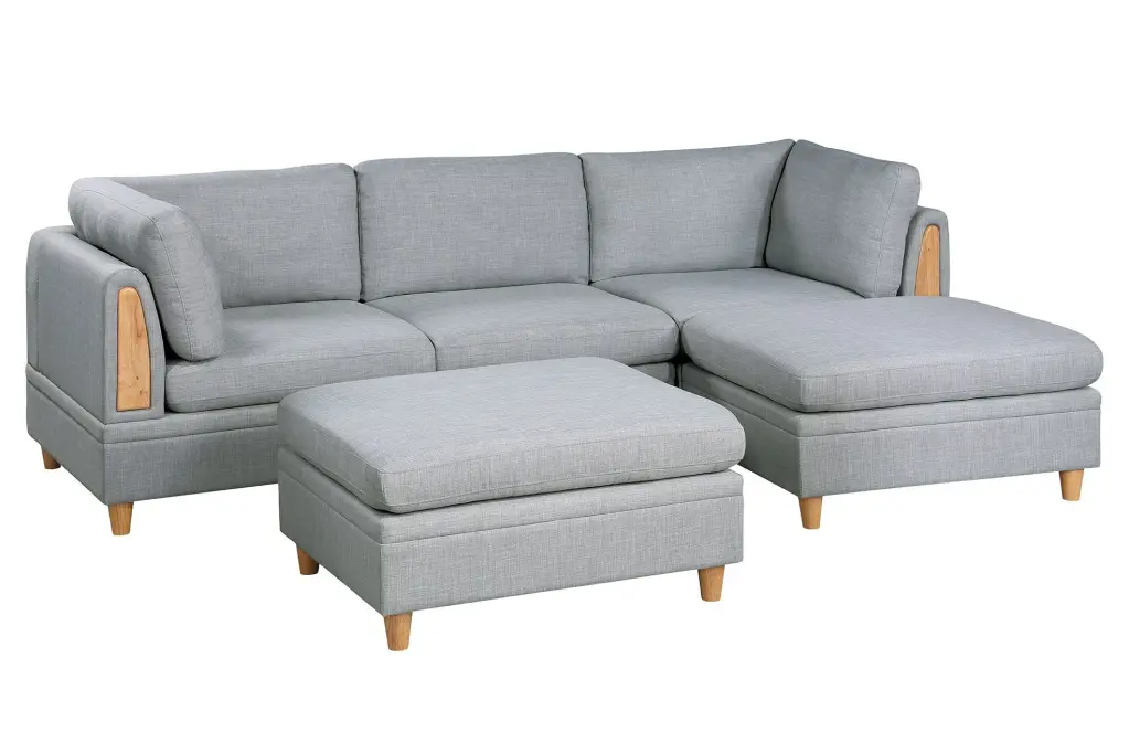 Living Room Furniture 5 Piece Modular Sofa Set Light Grey Dorris Fabric kanepe
