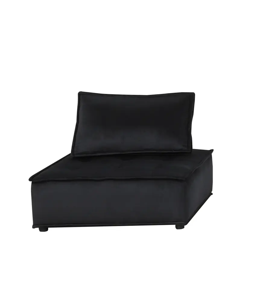 Anna 160 Inch Black Velvet 4 Seater Modular Sofa Black Velvet lilola home