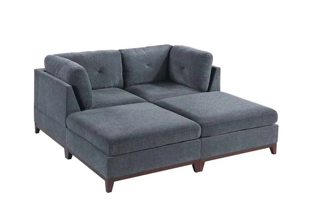 Modular Set 4Pc Ash Gray Chenille Sofa Sectional Living Room Furniture poundex