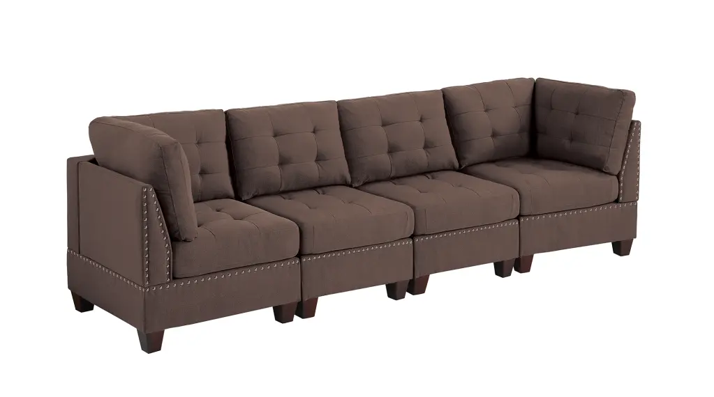 Modular Set 4Pc Black Coffee Fabric Sofa And Loveseat poundex