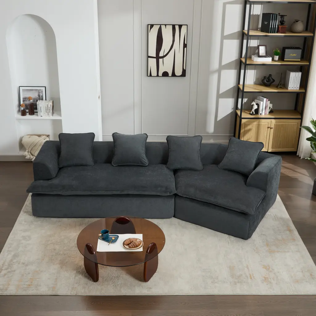 Modular Cushions Sofa Movable Ottoman Minimalist Style Modular Sofa rnb