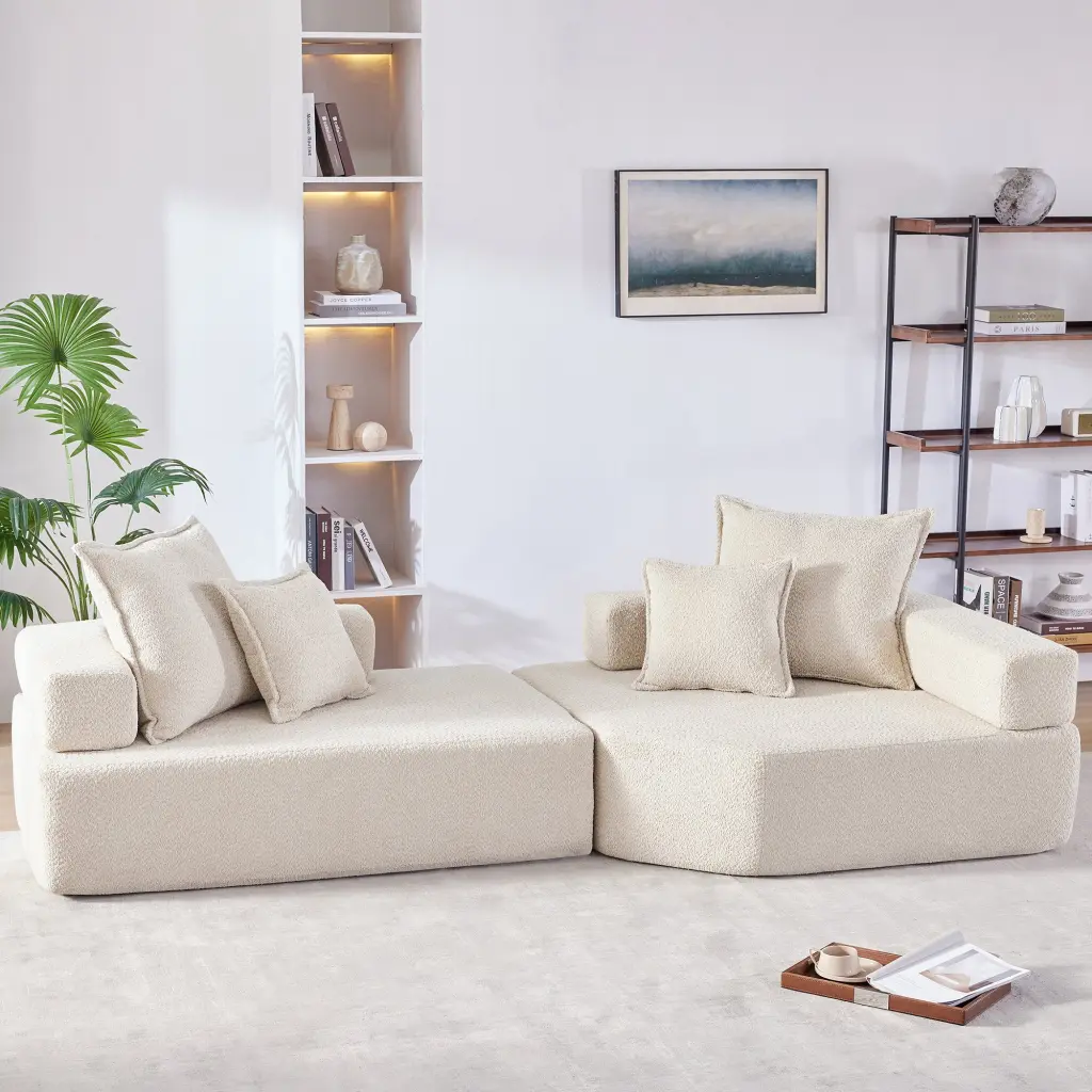 Oversized Modular Sectional Sofa Premium Boucle Floor Couch Set Convertible L Shaped Living Room Sofa rnb