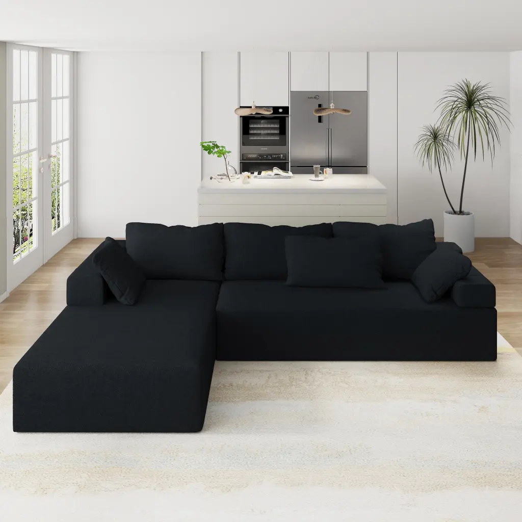 Modern Upholstered Sectional Sofa Couch Set Modular 108 Inch L Influenced Design welike furniture