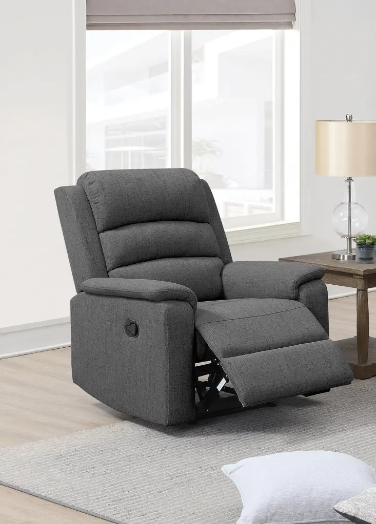 Modern Dark Gray Burlap Recliner Motion Chair - Comfortable 1-Piece Living Room Furniture kanepe