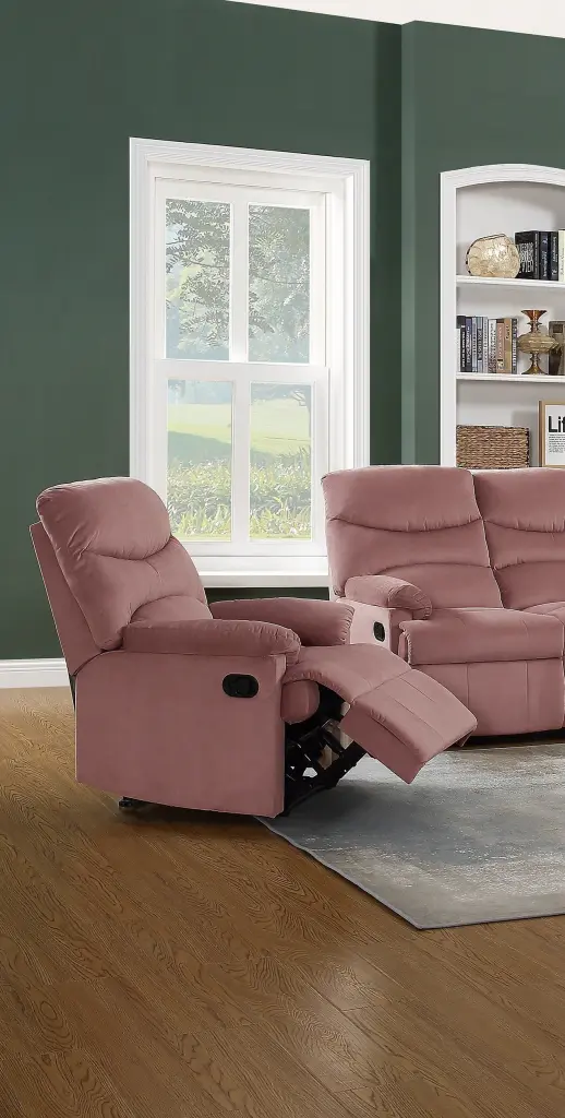 Opulent Velvet Blush Pink 1Pc Motion Recliner Chair Couch kanepe