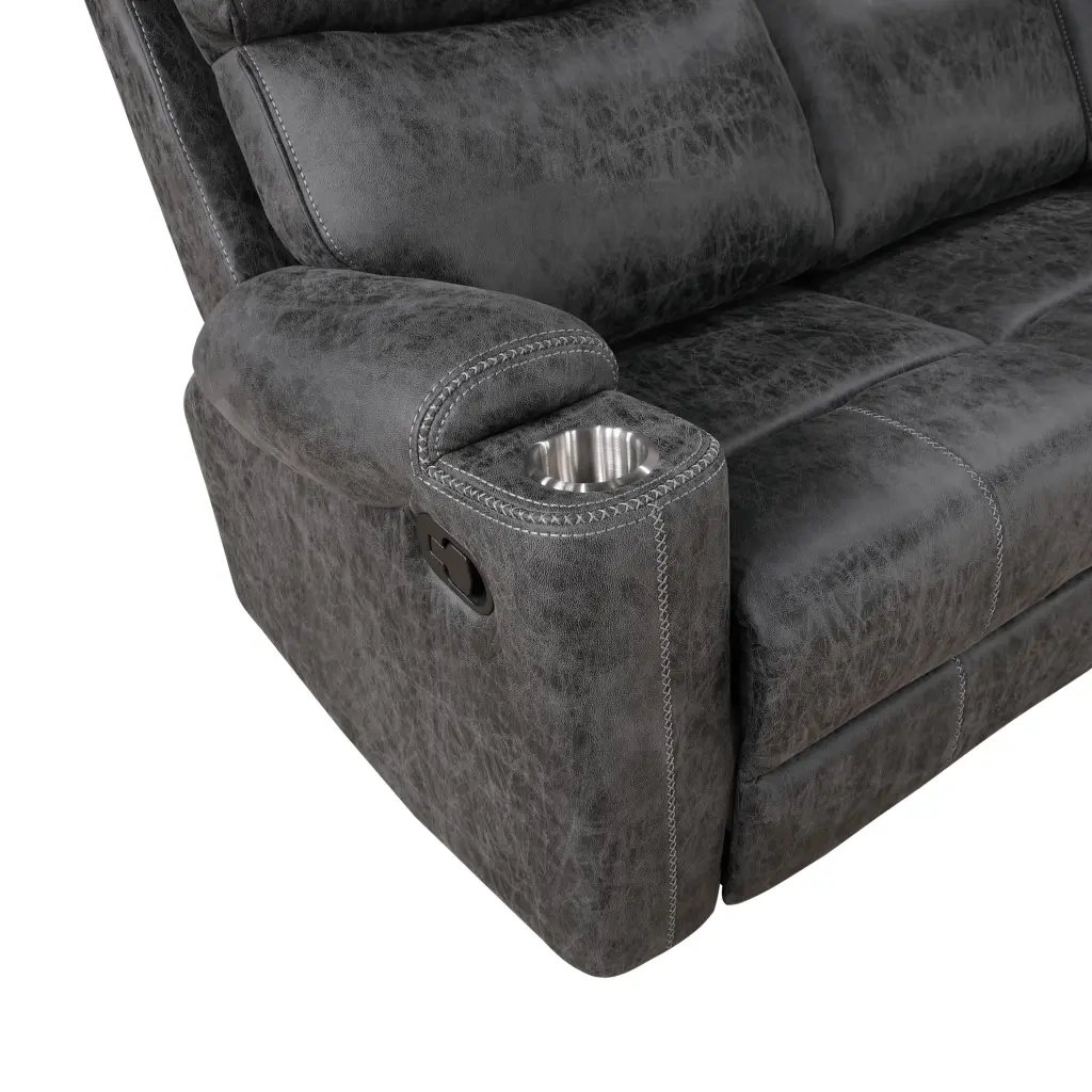 Hirah Motion Sofa Dark Gray Polish Microfiber LV02570 Upholstered acme onsite store