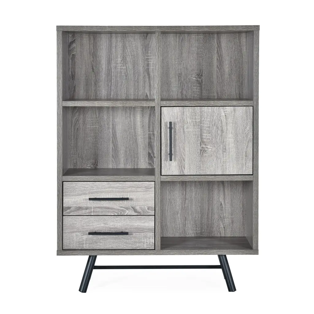 Multi Function Cabinet Brown Oak Particle Board Storage Unit nh-bo